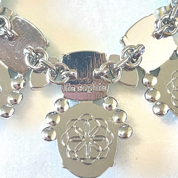 Lia Sophia vintage ,silver and green, aqua and light blue tone with crystal NWOT - Picture 7 of 7